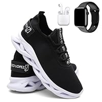 Kit Tênis Masculino Esportivo Corrida Academia + Fone e Relógio Digital - Preto/Branco/37