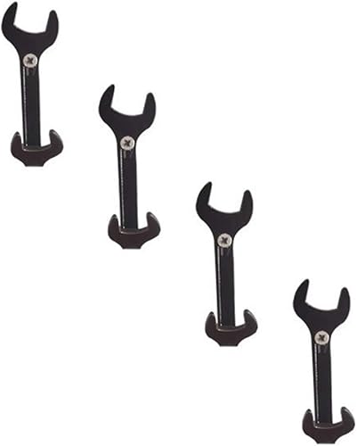 4pcs Vintage Wrench Shape Hooks, Black Wall Hooks for Bathroom Kitchen Home or Office Use for Hanging Clothes, Hats, Towels, Clothes, Keys and Other