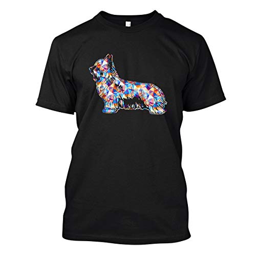 Silky Terrier Geometric Colorful Short Sleeve Shirt, 100% Cotton Tee Black,3XL