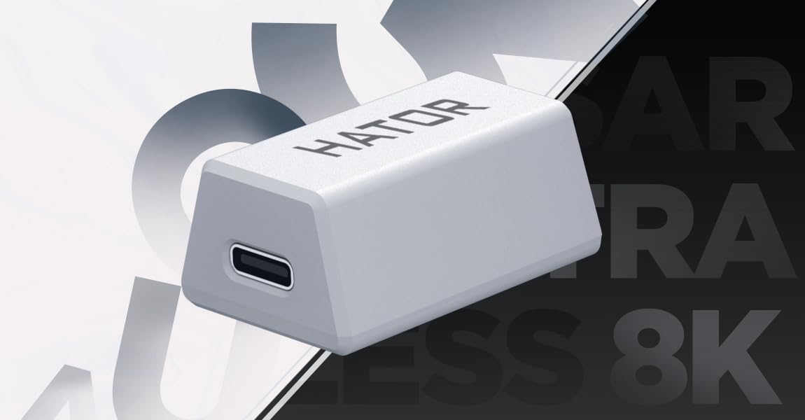 HATOR Quasar 3 Ultra 8K Wireless Ratón Gaming inalámbrico, 65g Ultraligero, PixArt PAW3950, 30000 dpi, Optical Switches 100M, 8000Hz, 2.4GHz/Bluetooth 5.4/USB-C, PTFE Skates, RGB, PC/Mac (Negro)