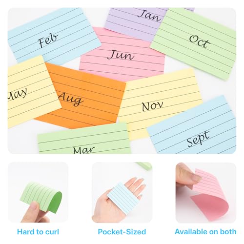 OWLKELA Karteikarten A8, 10 Farben, 1000pcs, Lernkarten, Vokabelkarten für Lernen, Notizen & Büroorganisation, Einfache Beschriftung, Kompakt & Tragbar, Bunte Karteikarten für Schule, Büro und Zuhause