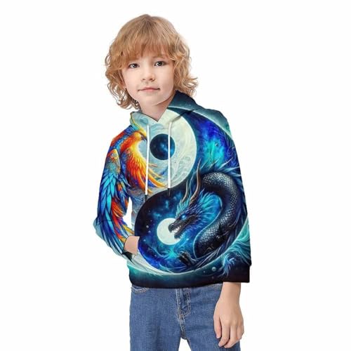 Pull à capuche 3D Yin-Yang chaud et confortable manches longues - 2