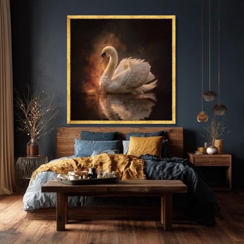 Tableau sur toile cygne blanc oiseau décoration nature 65cm
