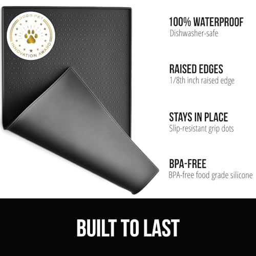 image for GORILLA GRIP 100% Waterproof Raised Edge BPA Free Silicone Pet Feeding