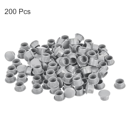 Image of uxcell 200Pcs Screw Hole Plugs, 10mm(3 /8 inch) Dia Plastic Snap in Shelf Button Flush Type Caps for Furniture Cabinet Cupboard, Light Grey