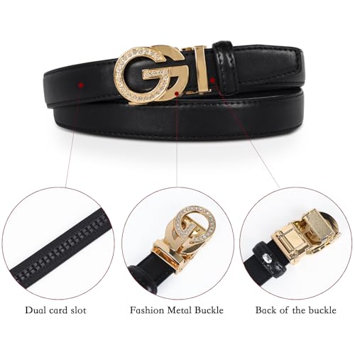 Image of Aurolran Women's Leather Belt with Buckle - Ideal for Dresses, Jeans, and Coats
