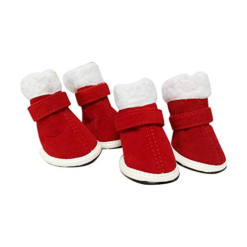 Urbest 2 Pairs Santa Red Detachable Closure Christmas Puppy Cute Dog Winter Shoes Boots (3#, Red) #TOP5
