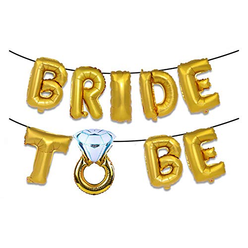 D-FLIFE Bride to be Balloon Jumbo Foil Balloon Handwriting Letter Giant Celebration Balloon Romantic Wedding Bridal ShowerEngagement Party Decoration 20 Inches (Gold)