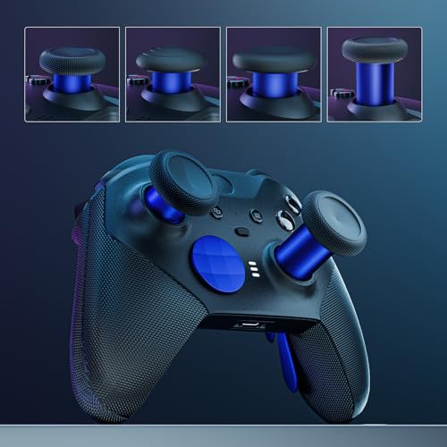 Image of 14-in-1 Controller Accessories Kit Compatible with Xbox Elite Series 2, 6 Premium Metal Thumbsticks, Swap Joysticks, 4 Interchangeable Paddles, 2 D-Pads, 1 Tool & 1 Storage Bag (Blue)