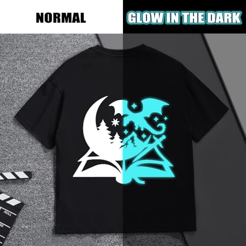 Image of HTVVETUR Glow in The Dark HTV Heat Transfer Vinyl Roll 12 Inch by 20 Feet Iron on DIY for T-Shirt PU Stretch Elastic HTV Vinyl (Dark in Glow Light Blue, 20FT)