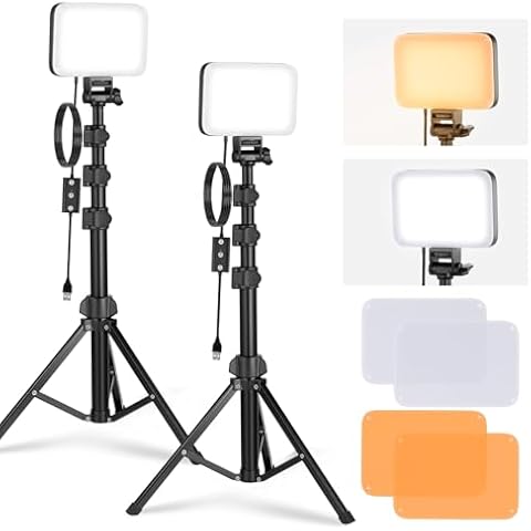 NEEWER Basic LED Video Light Panel Lighting Kit, 2 Pack Bi Color Dimmable Portable Studio Lights with Stands & Filters, 3200K~5600K CRI 95 750lux for Photography Video Recording Live Streaming, BP66 Cover