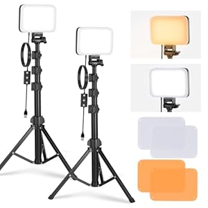 NEEWER BASICS LED Video Light, 2 Pack Studio Panel Key Lighting Kit with Tripod Stands & Filters, Bi Color Dimmable Portable 3200~5600K CRI95 750lux for Photography Recording Streaming Podcast, BP66