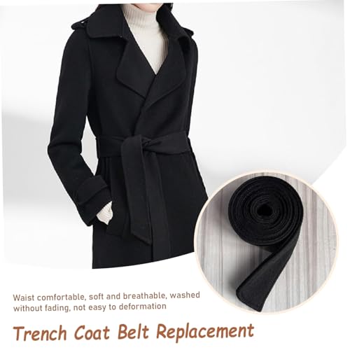 Trench Coat Belt Replacement, 69" Long Coat Belt, Decorative Trench with Buckle Simple Style Robe Replacement Black Overcoat Woolen for Adult4