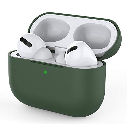 FindaGift Funda Compatible AirPods Pro Cover ?Soft Silicone Full Protective Shell Skin for AirPods Pro? (Earphone is Not Included) Verde Oscuro