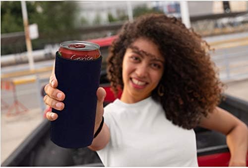 Miniatura 3 de Kropsis Fundas plegables para enfriar latas delgadas de 12 onzas, tela en blanco, espuma de buceo (negro, 12)