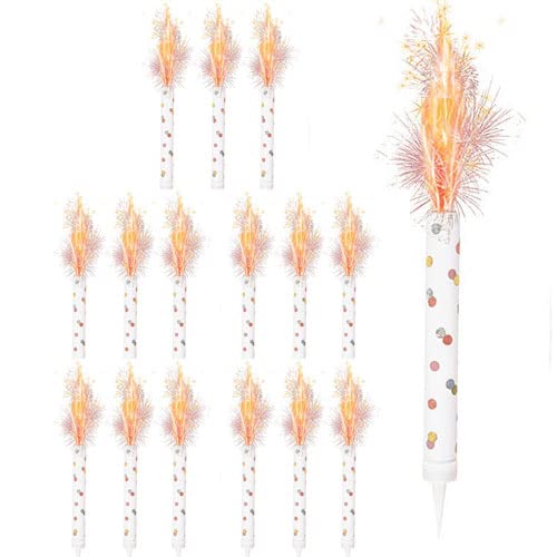 Ice Fountain Candles for Cakes, Cake Sparklers, Cake Toppers, Ideal for Christmas Decoration, Birthday Party, Decorations, and Other Special Occasions (15pcs Rose Gold Fountain)