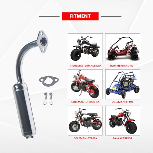 Image of Exhaust with Muffler for Predator 212cc 196cc 6.5HP Go Kart Mini Bike for Coleman CT200U BT200X CT200u-ex Mini Bike for Honda GX160 GX200 Go Kart