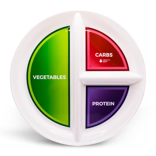 Comparison: Best Portion Control Plates 3 Health Beet 10” Diabetic Portion Control Plate for Balanced Eating -3 Divided Sections for Veggies Carbs & Protein - Microwave & Dishwasher Safe Bariatric Sectioned Plates for Adults & Kids - 1 Pack