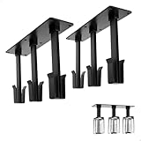 xiruiubao Colgador Tazas, Invertidos Organizador Tazas sin Perforación con 6 Ganchos para Cocina Cafetería Oficina (Negro)