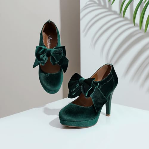 Image of Mostrin Fashion Vintage Womens Small Bowtie Platform Pumps Ladies Sexy High Heeled Shoes