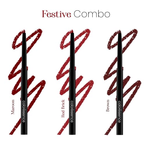 Image of Coloressence Pout Perfect Matte Lip Liner Combo Set of 3 Shades (Festive Combo) | Long Lasting | Lightweight | Highly Pigmented | Non-Drying Formula | Waterproof