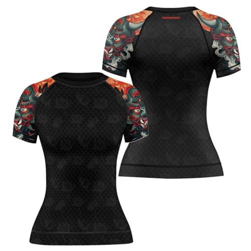 Samurai BJJ Women Short Sleeve Rash Guard MMA Baselayer Skin Performance Shirt for MMA Grappling