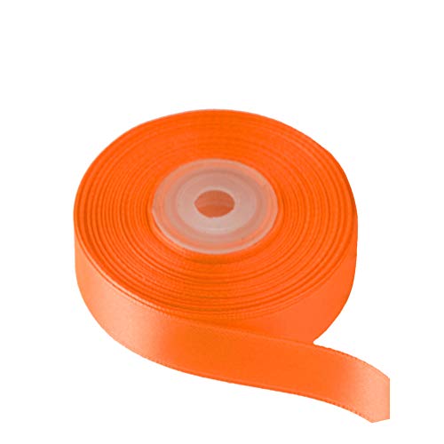 Image of Solid Color Double Faced Orange Satin Ribbon 5 /8 inch X 25 Yards, Ribbons Perfect for Crafts, Wedding Decor, Bow Making, Sewing, Gift Package Wrapping and More