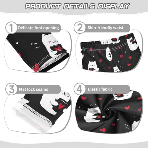 Kitten Cat Heart Black Girls Leggings Ultra Soft Compression Yoga Gym Pants for Kids 4-10T3