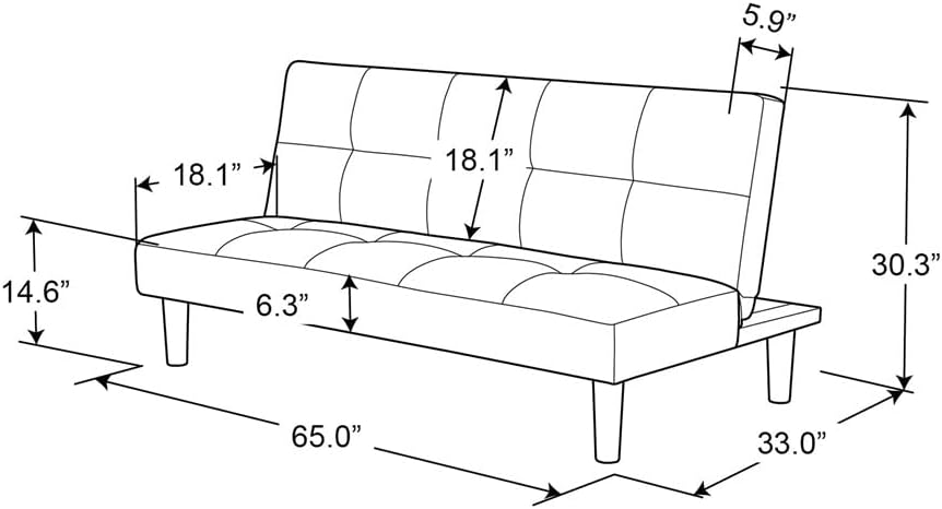 Gray Fabric Home Furniture Living Room Sofa Bed