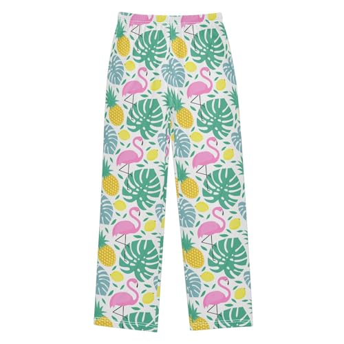 Flamingo Mango Boys Long Pants Soft Trousers Elastic Waist Kids Lounge Bottoms with Pockets S-XL