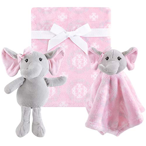 Image of Hudson Baby Unisex Baby Plush Blanket, Security Blanket and Toy Set, Pretty Elephant, One Size