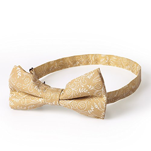 Jacob Alexander Men's Pre-Tied Banded Adjustable Floral Bow Tie - Honey #TOP1