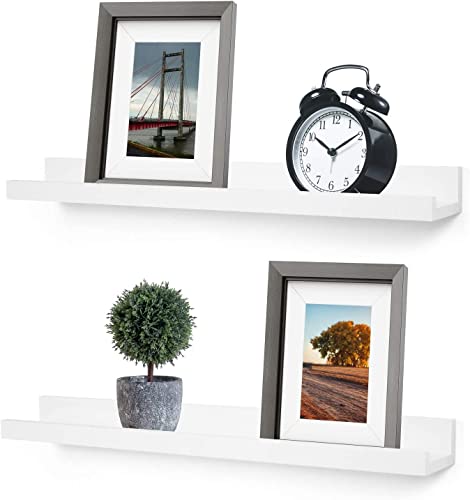 Image of WooDinto Wall Shelves for Living Room, Bedroom|Wall Mounted ShelfWall Hanging Storage Unit|Wall Organiser Shelf (White, Ledge Set of 2-24 Inch)