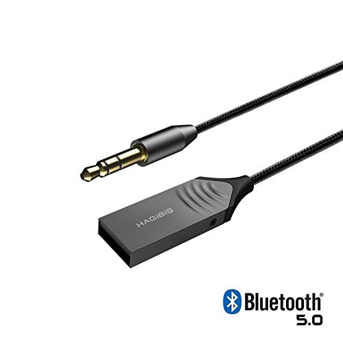 Hagibis Adaptador Bluetooth para Coche, Receptor Bluetooth, Adaptador aux, Bluetooth Manos Libres, 3,5 mm AUX Audio, Receptor de música estéreo Jack para Coche y hogar, micrófono Incorporado