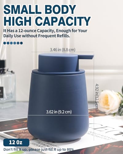 Image of Bosilunlife Soap Dispenser Bathroom - Blue Ceramic Soap Dispenser Lotion Hand Pump Dish Soap Bottle for Kitchen 12oz Refillable Liquid Hand Wash Dispenser for Bathroom