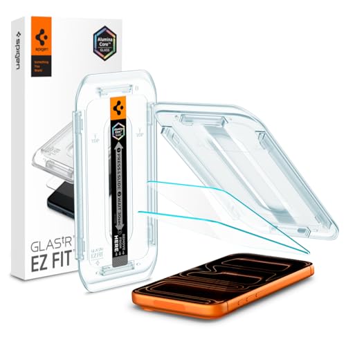 Spigen iPhone 17 Pro Max ガラスフィルム iPhone 16 Pro Max対応 9H+硬度強化ガラス 米軍規格落試験済み アルミナコア 貼り付けトレイ付き ナノコーティング 飛散防止 2枚入 EZ Fit AGL07907