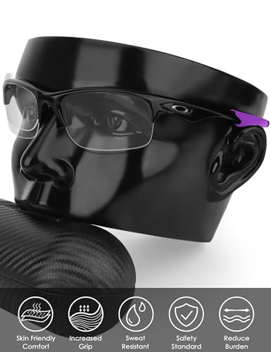 Image of BLAZERBUCK Replacement Temple Sleeves Ear Socks for Oakley Bottle Rocket OO9164 Sunglass - Black + Purple