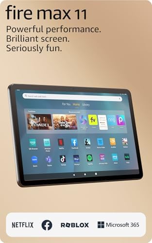 Amazon Fire Max 11 tablet, vivid 11” display, all-in-one for streaming, reading, and gaming, 14-hour battery life, optional stylus and keyboard, 128 GB, Gray, without lockscreen ads