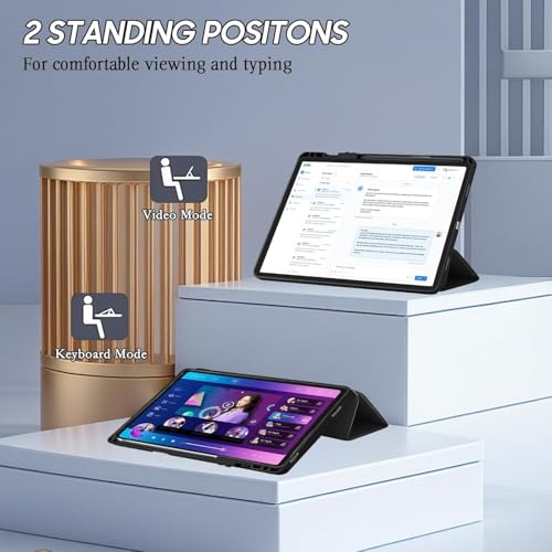 Image of TechTrendz Smart Cover for Samsung Galaxy Tab A9 8.7 inch [SM-X110, SM-X115] Support S Pen Magnetic Attachment Shockproof Trifold Stand Auto Wake /Sleep Flip Cover (Black)
