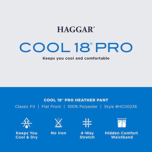 Image of Haggar Men's Cool 18 Pro Classic Fit Flat Front Casual Stretch Performance Golf Pant - Regular and Big & Tall