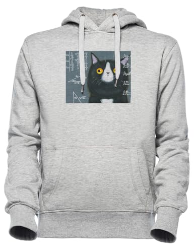 Sweat à capuche math cat unisexe gris Luxogo en coton pour homme et femme