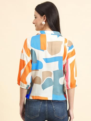 Image of Women's Cotton Blend Printed Combo (Pack of 2) Shirts - 3 /4 Sleeves V Collar Neck