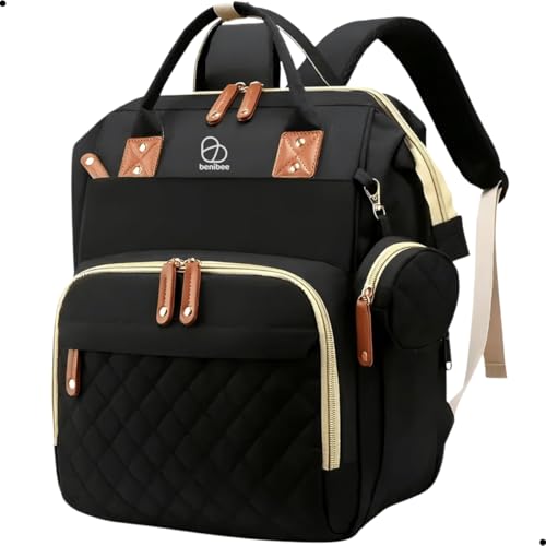 Mochila Maternidade, Bolsa Mochila Maternidade Impermeável Bebê Menino Menina, Grande capacidade e mochila de bebê conveniente (PRETA)
