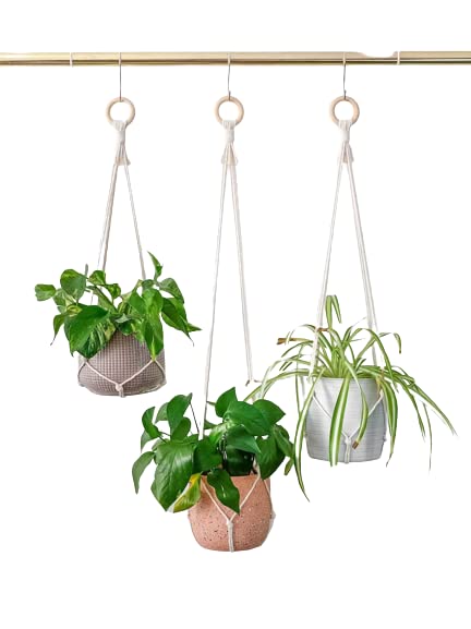 The Top Knott Macrame Cotton Plant Hanger [Without Pot] Home Decor Flower Planter Rope Flower Pot Holder For Indoor Outdoor Balcony Garden Home Décor Pot Hanger (Set Of 3), Brown (B0BMXGF7HW) Amazon Price History, Amazon Price Tracker