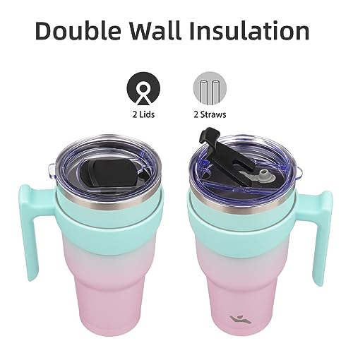 Image of Konokyo 40 oz Tumbler with Handle and Straw, Insulated Travel Mug