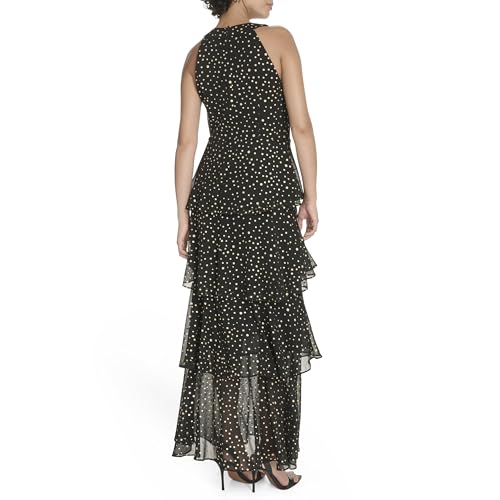 Image of Tommy Hilfiger Women's Sleeveless Halter Neck Tiered Skirt Maxi Dress