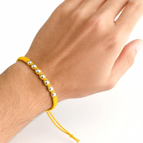 Image of 925 Silver Beads Rakhi for Rakshabandhan Stylish Silver Beads Rakhi for Brother with Roli and Chawal.