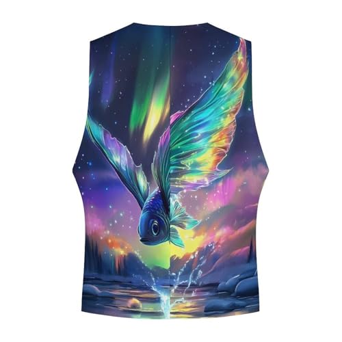 Flying Fish Northern Lights Men's Suit Vest Slim Fit Business Dress Party Pattern Waistcoat Vest Top4