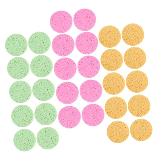 Cabilock 30 Stück Gesichtsreinigungsschwämme aus Zellulose Runde Make Up Entferner Schwämme Sanftes Peeling und Porentiefe Reinigung Hautverträgliche Gesichtswäsche für Damen und Reisen