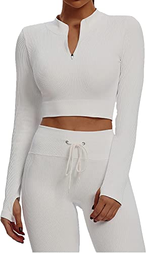 MAYROUND Sportswear Fitnessset für Damen 2 Teiliges Outfits Langarm...